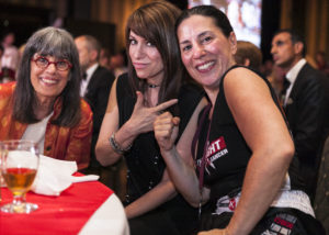 Left to Right: Leslie's Mom (Evelyn Hannon) Leslie's Sister (Erica Ehm) and Lelsie Ehm celebrating after her fight in Fight To End Cancer 2015