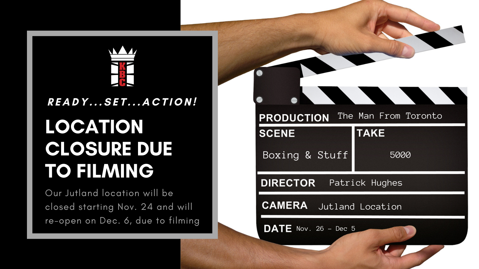 LOCATION CLOSURE: Temporary Jutland Closure Due To The Filming Of ‘The Man From Toronto’